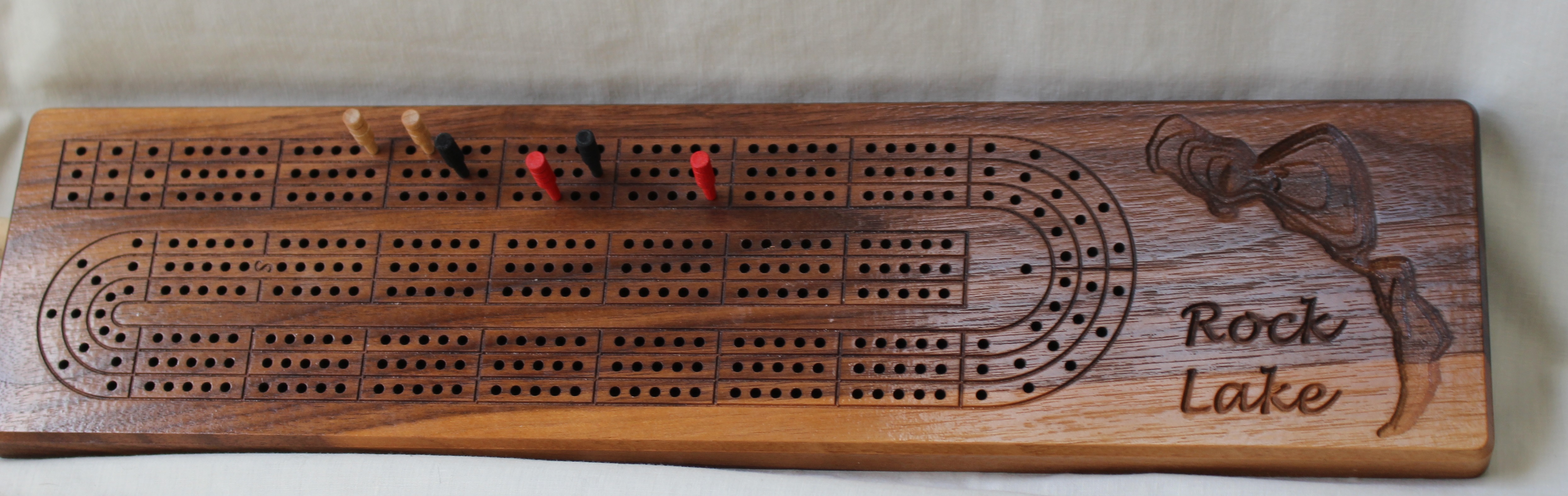 Cribbage Board Walnut Rectangle 3d Appeal